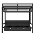 thumbnail image 4 of HICOMILA Bunk Bed with Bookshelves and LED Lights, Queen Over Queen Bunk Bed with Pull-Out Folding Bed, Heavy Duty Metal Bunk Bed Frame USB Ports and Storage Drawers (Black), 4 of 8