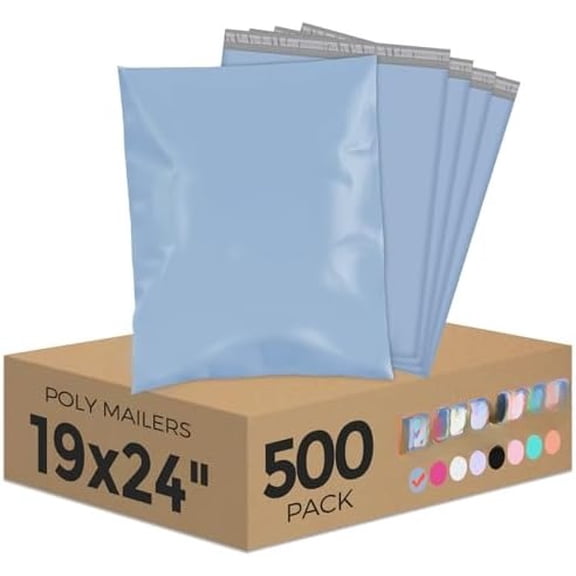 Poly Mailers 19X24 500Pack, Strong Adhesive Shipping Envelopes for Clothing, Waterproof Shipping Bags for Small Businesses, Flexible Mailers Poly Bags Packages Bags Blue