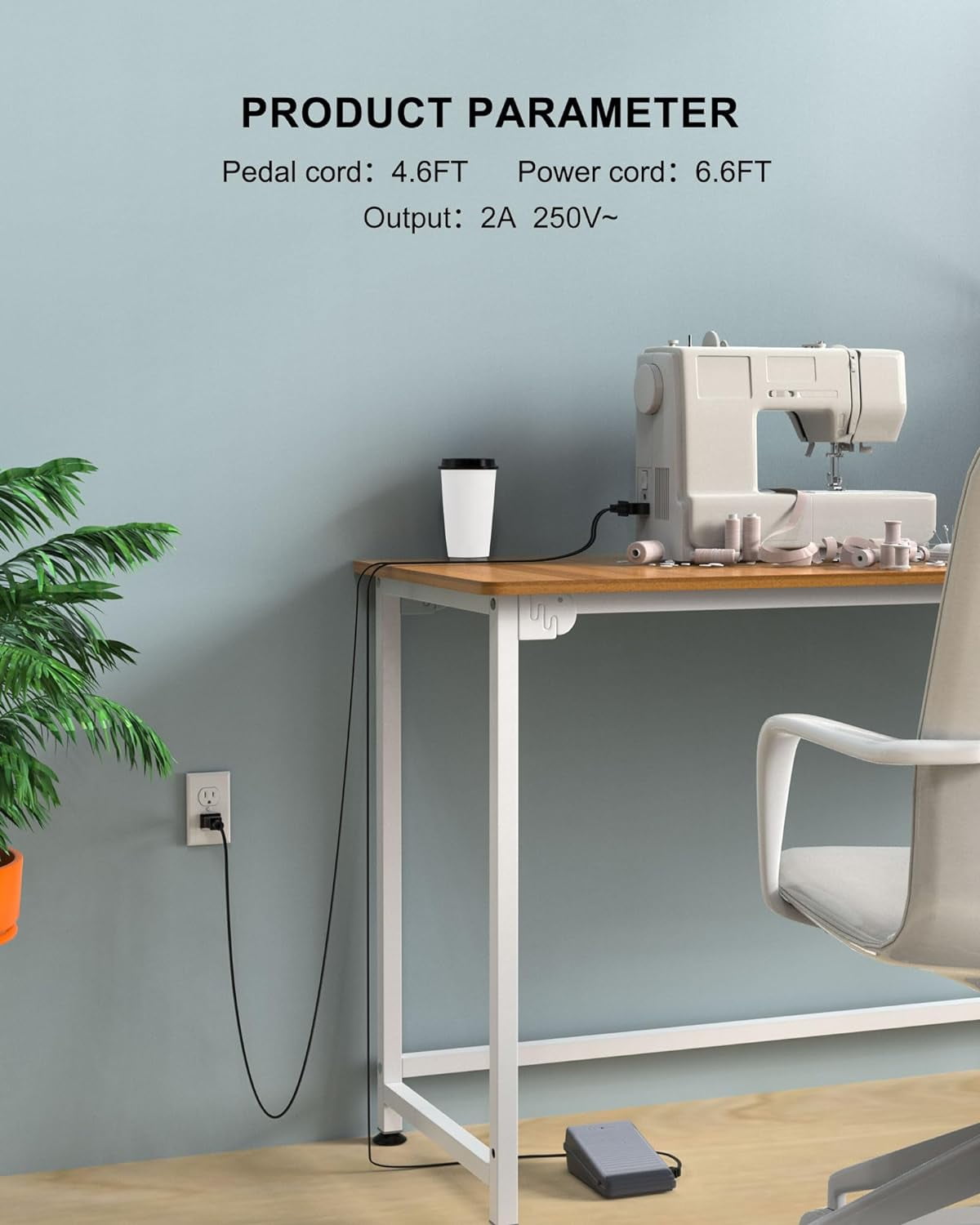 Replacement Brother Sewing Machine Foot Pedal and Power Cord Compatible with Brother jx2517 lx3817 ls2125 xm2701 xl2600 lx3125 1034d lx2500 xl5130 gx37 ls2400 xr3774 ls1520#j00360051
