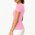 thumbnail image 3 of ZUKMRJPC Women Short Sleeve Tops V Neck Color Block Knit Slim Fitted Basic Tee Shirt Summer Casual Clothes Tight Going Out Outfits, 3 of 5