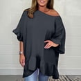 thumbnail image 2 of AherBiu Plus Size Tops for Women Summer Casual Loose Fitting Blouses Trendy Ruffle 3/4 Sleeve Flowy Shirts, 2 of 7