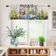 thumbnail image 5 of 3 Piece Kitchen Curtains and Valances Set Spring Daisy Cafe Curtains 24 Inch Length Flowers Farmhouse Leaves Floral Pots Countryside Valance & Tier Curtain for Living Room Bedroom 54"x18"+27"x24"*2, 5 of 6