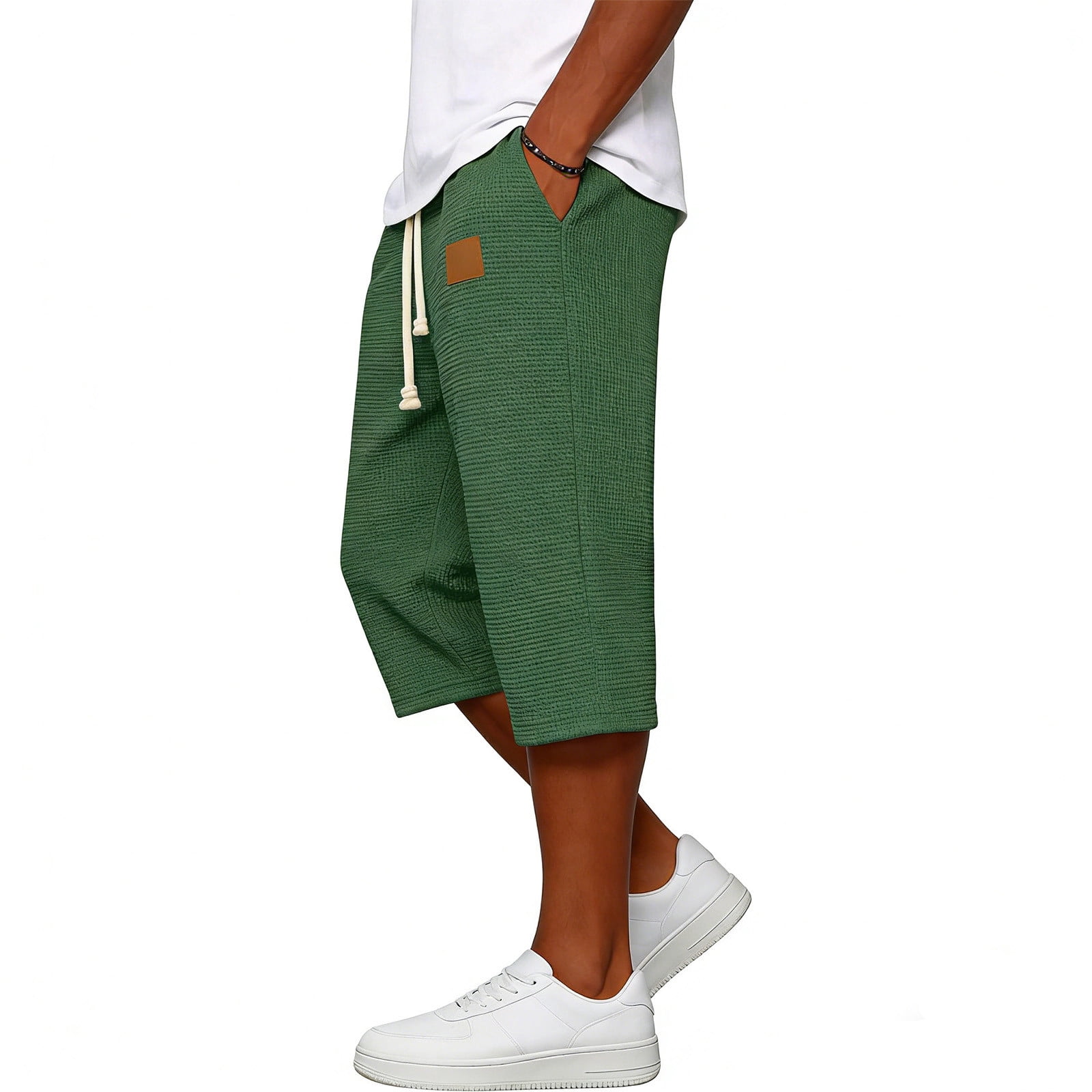 Timoontee Men Beach Shorts Functional Side Pockets Pockets for Outdoor Activities Relaxed Fit Design Green L