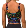 thumbnail image 4 of Goofa Mexican Flower Traditional1 Printed Sports Bras for Women, High Impact Running Bra Workout Crop Tank Tops Longline Sports Bra Push up-Medium, 4 of 9