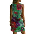 thumbnail image 5 of Womens Short Dresses Plus Size Sleeveless V-Neck Floral Printed Summer Flowy Casual Swing A-Line Sundress Beach Outfits, 5 of 8