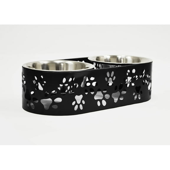 Barkley & Evans Elevated Double Pet Feeder, Removable Stainless Steel Bowls on Metal Stand, Raised Feeding Station for Pets, Dogs & Cats, Wet or Dry Food and Water - 1 Quart Bowls 32 fl. oz