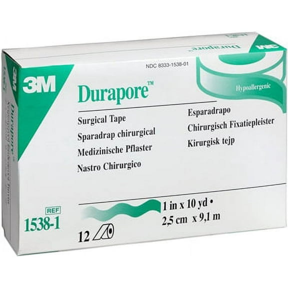 3M Durapore Silk-Like Fabric First Aid Tape Box 12 Count