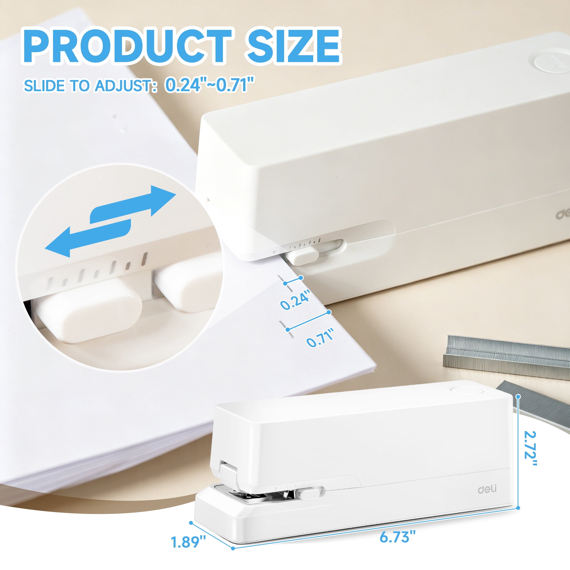 Deli 25-Sheet Electric Stapler with 2000 Staples & Staple Remover, AC or Battery Powered Staplers for Home Office, White