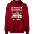 thumbnail image 2 of OXI Hoodie Sweatshirt - I am Currently Unsupervised, Basic Casual Hoodie for Men's and Women Fleece Hoodie Long Sleeve - Antiquee Cherry Small, 2 of 3
