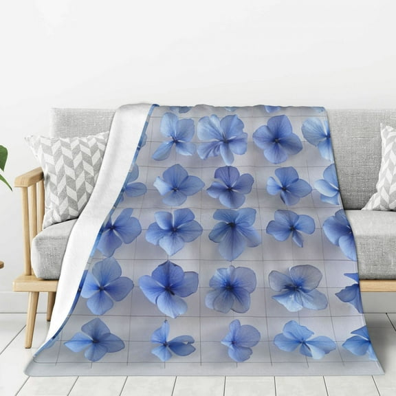 Flowers Cobalt Blue Throw Blanket for Stylish Warm Winter Cabin Ultra-Soft Micro Fleece Blanket, Premium Microfiber, Silky Soft, Plush, Warm and Lightweight for Couch, Sofa, Bed - 40"X30"