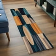 thumbnail image 3 of 2'x6' Rug Runners for Hallways Kitchen, Turquoise Beige Geometric Non Slip Entryway Beside Floor Carpet Runner, Abstract Art Painting Washable Laundry Room Bedroom Throw Rugs Mat for Family Pet, 3 of 8