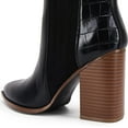 thumbnail image 4 of Dellytop Womens Pointed Toe Slip on Stacked Mid Block Heel Shoes Faux Leather Ankle Booties, 4 of 4