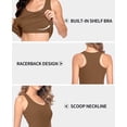 thumbnail image 4 of Women's Long Camisole Shelf Bra Solid Racerback Tank Top Undershirt, 4 of 8