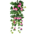 thumbnail image 2 of Spencer 2 Pack Artificial Hanging Plant Flowers 3ft Fake Ivy Vine Silk Ivy Leaves for Wall House Room Patio Indoor Outdoor Home Shelf Office Decor, Rose Red, 2 of 10