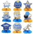 thumbnail image 4 of IDEANATEGRATE Honeycomb Centerpiece 9pcs for Graduations Sky-Blue Gold Paper Party Atmosphere 7.5x7.5x18cm, 4 of 8