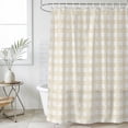 thumbnail image 2 of Extra Long Shower Curtain 72x96 Inch, Beige Buffalo Check Shower Curtain Waterproof Bathroom Decor, Farmhouse Boho Plaid Vintage Rustic Fabric Bath Curtain Set Accessories with Hooks, 2 of 7