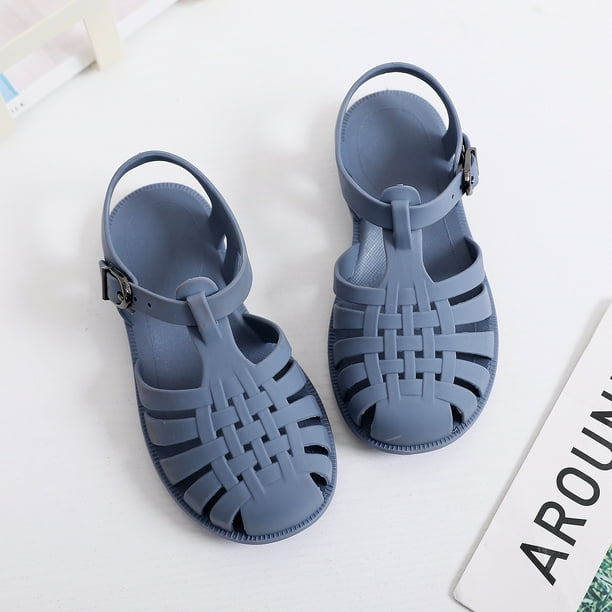 Sandalias de punta para niños, primavera y verano, zapatos de suela blanda con agujeros para niños y niñas, zapatos planos de gelatina, zapatos para bebés y niños pequeños
