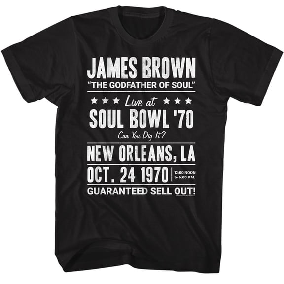 James Brown Soul Bowl 1970 Black Adult T-Shirt 2Xt