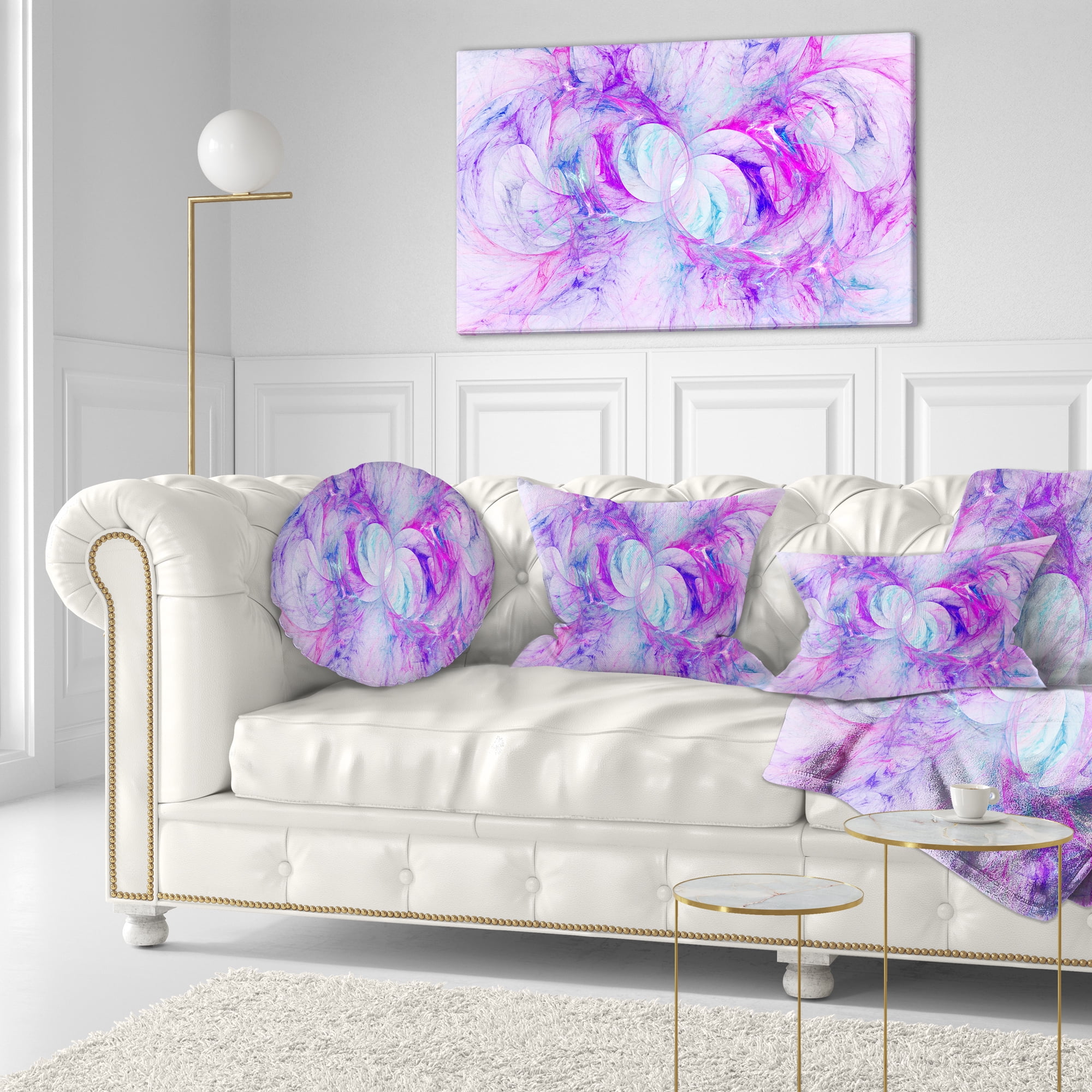 Designart Light Purple Fractal Texture - Abstract Throw Pillow - 12x20