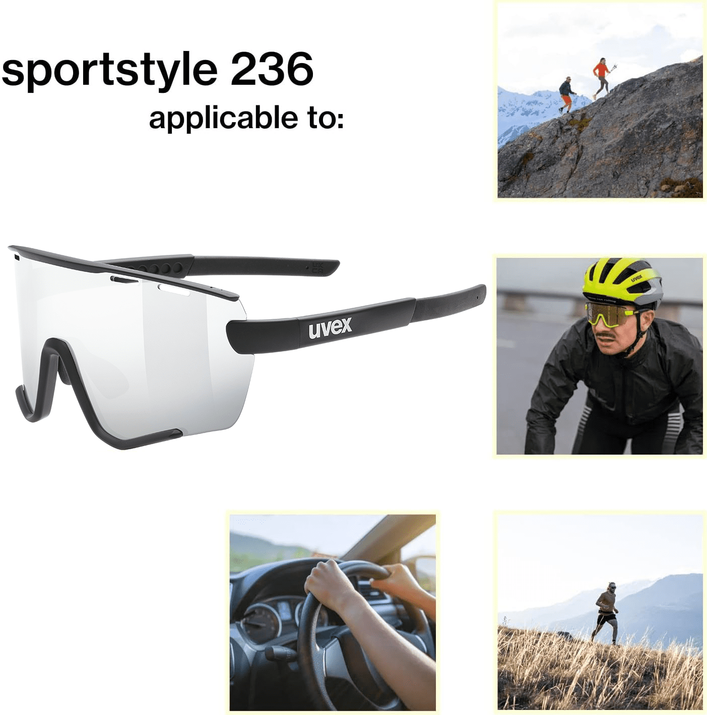 Uvex Unisex - Adults Sportstyle 236 Set Sports Eyewear - Black Matte/Silver - Anti-Fog & 100% UV Protection