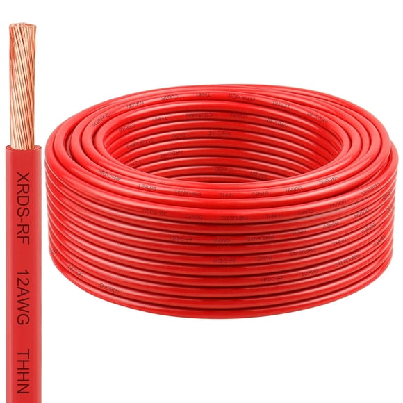XRDS -RF Fil THHN 12 Jauge, 150 Pieds Fil Électrique en Cuivre Rouge, 600V, Résistant à la Chaleur et à l'Huile, Fil de Construction en Nylon pour Usage Intérieur/extérieur