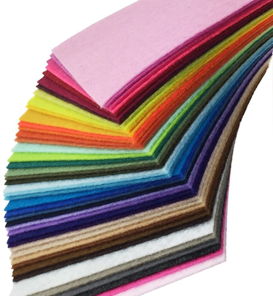 44PCS 4 x 4 inches (10 x10cm) Assorted Color Felt Fabric Sheets Patchwork Sewing DIY Craft 1mm Thick