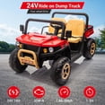 thumbnail image 2 of 24V 2 Seater Ride On Dump Truck with Electric Dump Bed, 4WD Battery Powered UTV, Ride On Car Toy for Kids with Remote Control, Shovel, Music, Bluetooths, Headlights for Boys Girls, 2 of 6