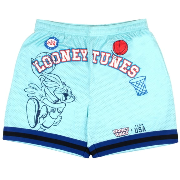 Looney Tunes Mens Olympics Team USA Mesh Shorts Bugs Bunny Daffy Duck Wile E Cayote Graphic Print Athletic Shorts for Men (Size S-XL)