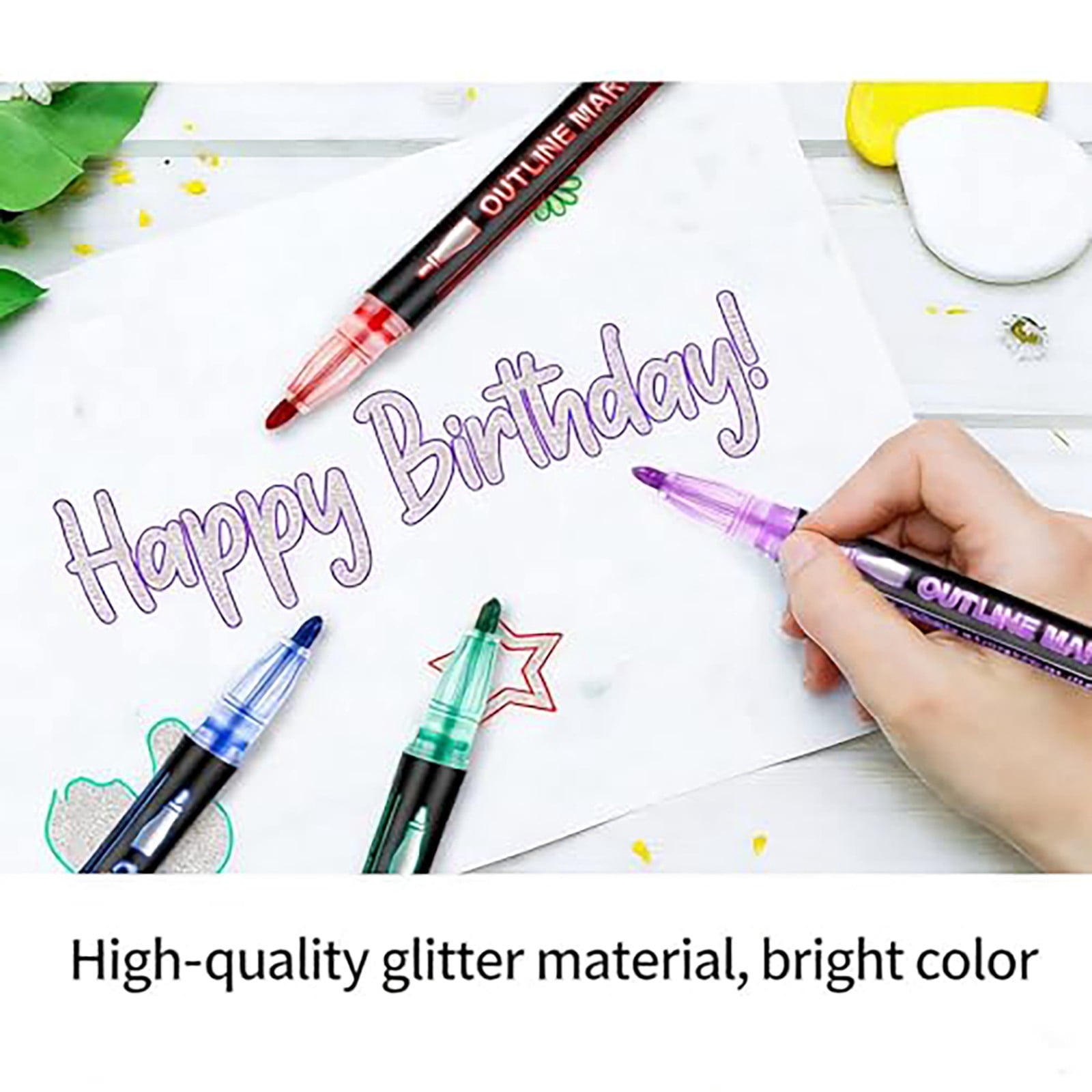 Dual-Line Contour Pen Set with Metallic Outline, Double Line Outline Art Pen, Quick-Dry Ink for Drawing, Coloring & DIY Crafts, 60 Colors, 9.25x5.35"