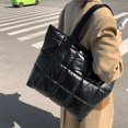 thumbnail image 3 of LHSHID Women Top-Handle Bag Women Solid Color Quilted Lattice Shoulder Bag Nylon Fashion Ladies Handbag for Shopping Traveling, 3 of 6