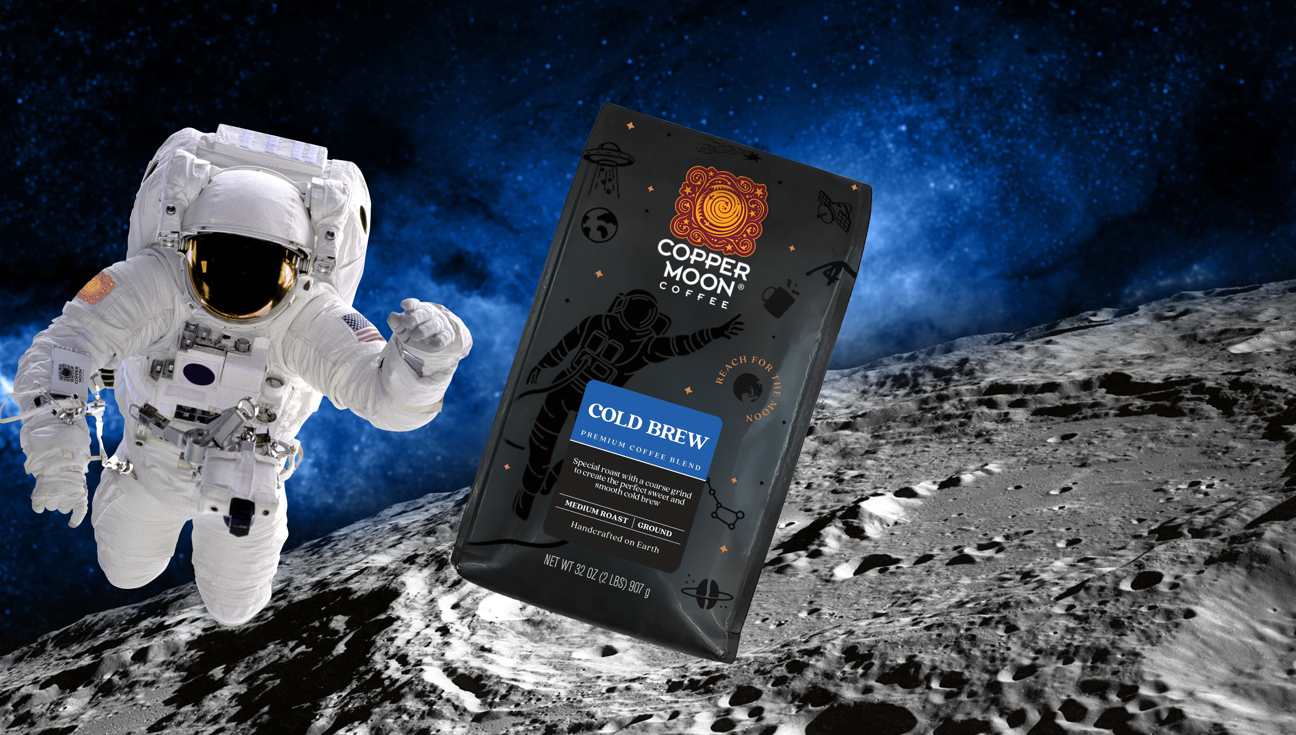 Copper Moon Ground Coffee, Medium Roast, Cold Brew Special Blend, 2 lb