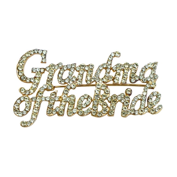Grandma of the Bride Rhinestone Pin/Brooch in Gold