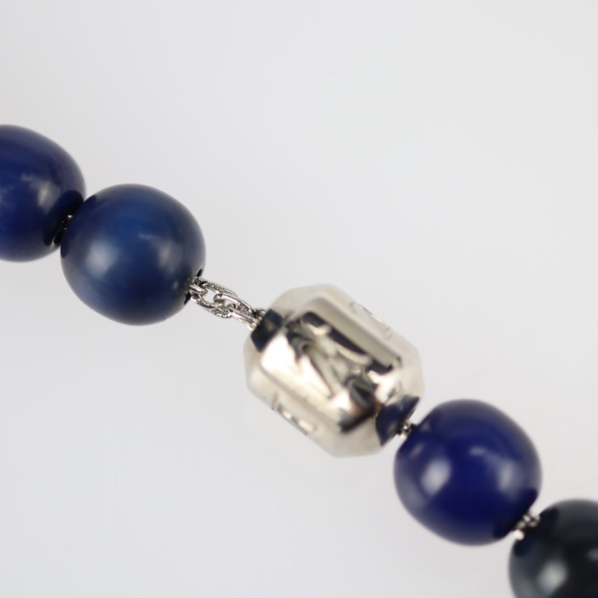 Authenticated Used LOUIS VUITTON Louis Vuitton Brasserie Pearls LV Aloha  Bracelet M63656 Navy Series Silver Metal Fittings 