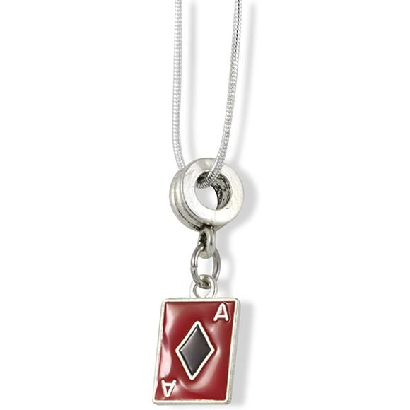 Ace of Spades Collier / Pendentif Cadeau pour Femmes Hommes Bijoux Cartes à Jouer Accessoires de Poker et de Jeu Rouge et Noir