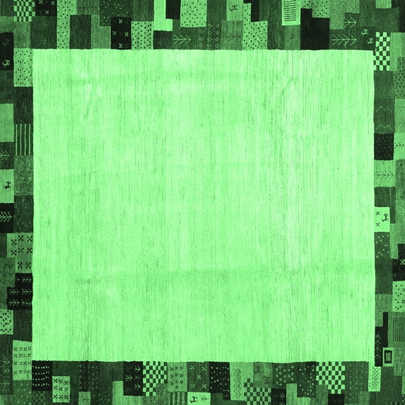 Ahgly Company Indoor Square Solid Emerald Green Modern Area Rugs, 8' Square