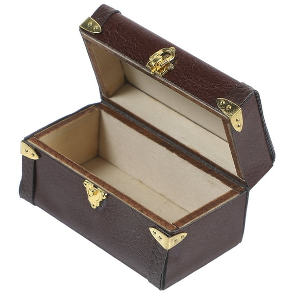 Toy Vintage Leather Suitcase 6.00X3.20X3.20CM Brown