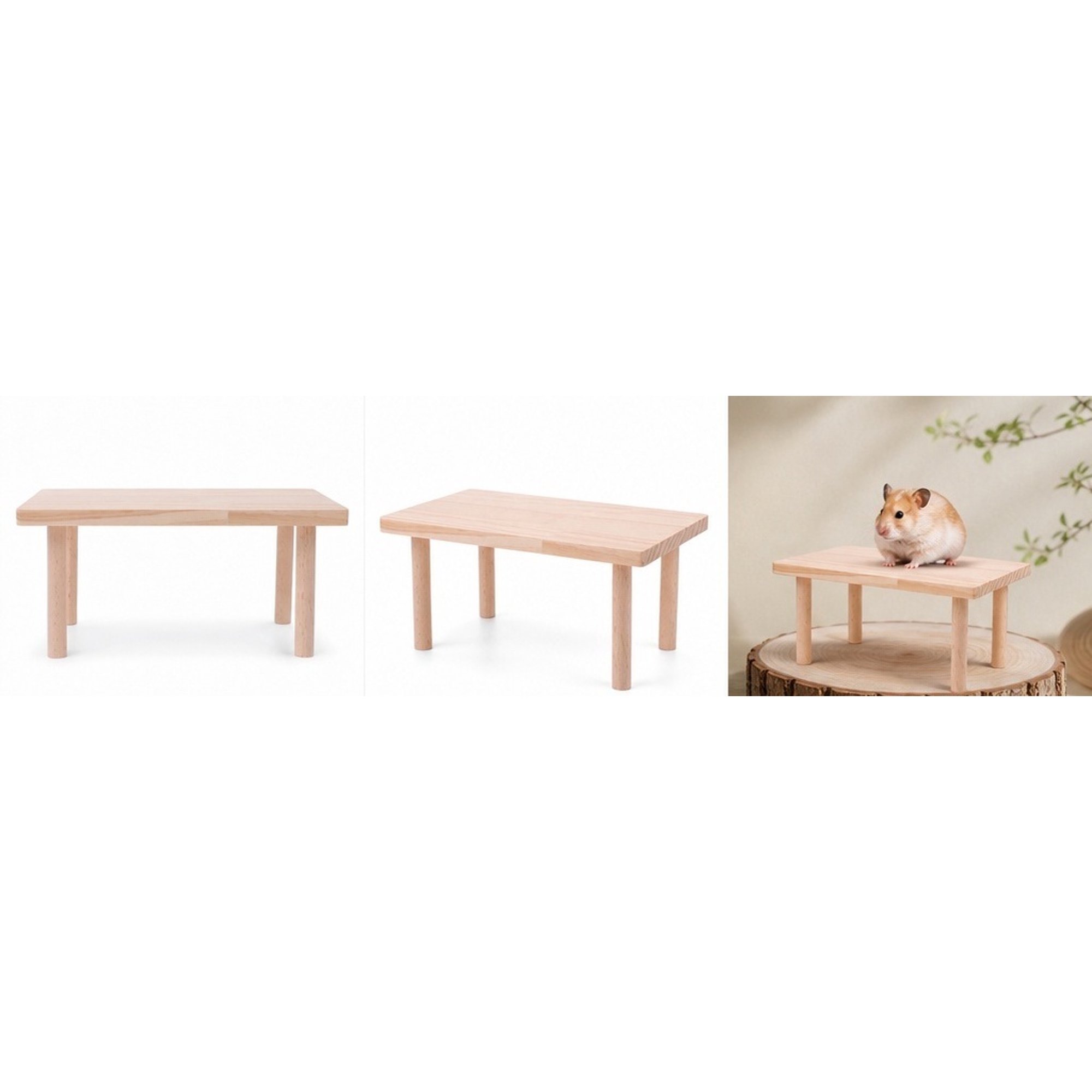 LOLIPPYY Wooden Hamster Platform Light Brown for Small Pets Durable Climbing