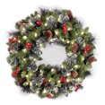 thumbnail image 1 of National Tree Company Crestwood Spruce 24 Inch Prelit Flocked Christmas Wreath, 1 of 5