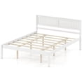 thumbnail image 2 of Costway Lit Plateforme en Bois Format Grand avec Tête de Lit, Base de Matelas, Blanc, 2 of 10