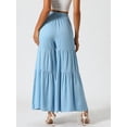 thumbnail image 4 of DARING DIVA Women's Boho Elastic High Tie Belt Ruffle Hem Palazzo Pants XS Light Blue, 4 of 6