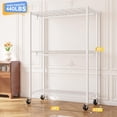 thumbnail image 3 of Heavy Duty Clothes Rack, 81" H Clothing Racks for Hanging Clothes, Portable Closet with Wheels and Adjustable Feet, Max Load 440LBS, White, 3 of 7