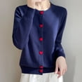 thumbnail image 2 of UJNDER Women Seamless Knit Cardigan Long Sleeve Button Up Sweater Coat Soft Comfortable Elegant Casual Outerwear Navy XL, 2 of 4