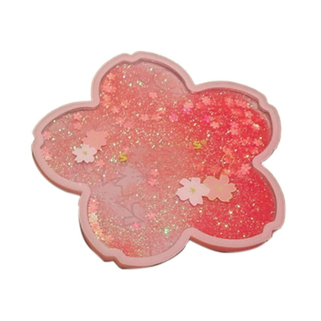 Posavasos de agua con almohadilla para tazas, posavasos antideslizantes portátiles de 10cm, posavasos románticos de Sakura para bebidas, posavasos de Macarena Posavasos de acrílico