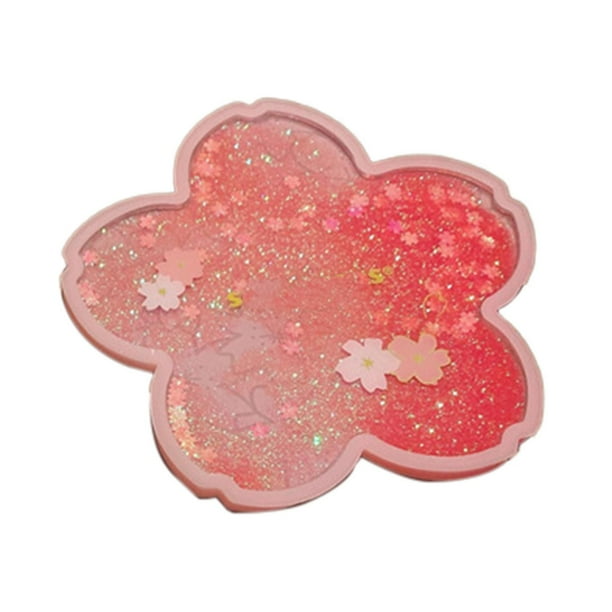 Posavasos de agua con almohadilla para tazas, posavasos antideslizantes portátiles de 10cm, posavasos románticos de Sakura para bebidas, posavasos de Macarena Posavasos de acrílico