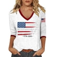 thumbnail image 2 of Women's Casual Shirts 4th Of July 250th Anniversary 3/4 Sleeve Graphic Print T Shirt Raglan Sleeve Casual Top Independence Day Summer Outfit Loose Patriotic Shirts 5XL, 2 of 4