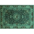 thumbnail image 1 of Ahgly Company Indoor Rectangle Medallion Turquoise Blue Traditional Area Rugs, 3' x 5', 1 of 4