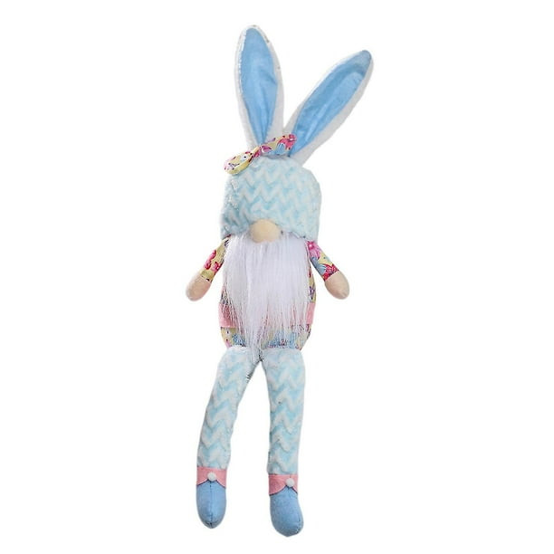 Farfi Muñeco de peluche de Pascua Orejas de conejo Barba blanca/trenza Decoración del hogar de patas largas Feliz Pascua Mesa Gnomo sin rostro Adorno de peluche Suministros para fiestas