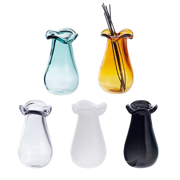 5Pcs Mini Flower Vase Miniature Glass Bud Vases Cat Whisker Vase Micro Landscape Accessories Decorations Flowers Bud Succulent Holder Tiny