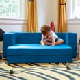 thumbnail image 4 of Jaxx Zipline Kids Sofa & Large Ottoman, 3 in 1 Fold Out Sofa, Big Kids Edition, Blueberry, 4 of 10