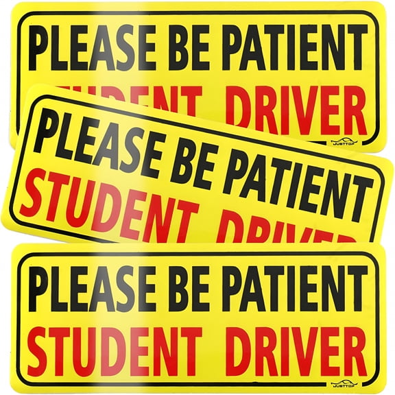 RIONIMA 3pcs Student Driver Magnet for Car, Please Be Patient Student Driver, New Drivers Sticker Safety Warning, Magnetic Reflective Rookie Driver Bumper Sticker (Black&Red)